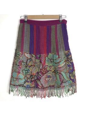 Roja Multicolor Floral Fringe Skirt